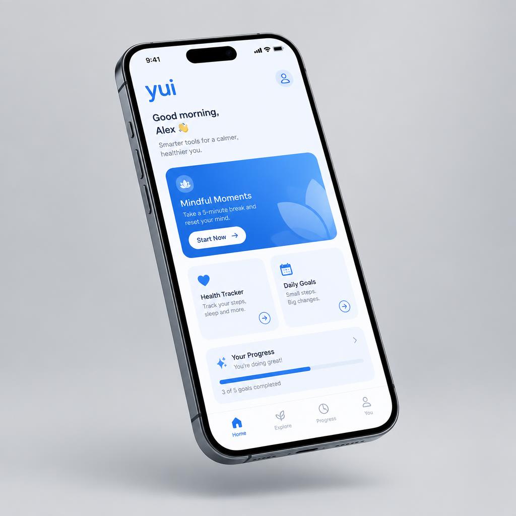 The yui mobile app shown on a phone